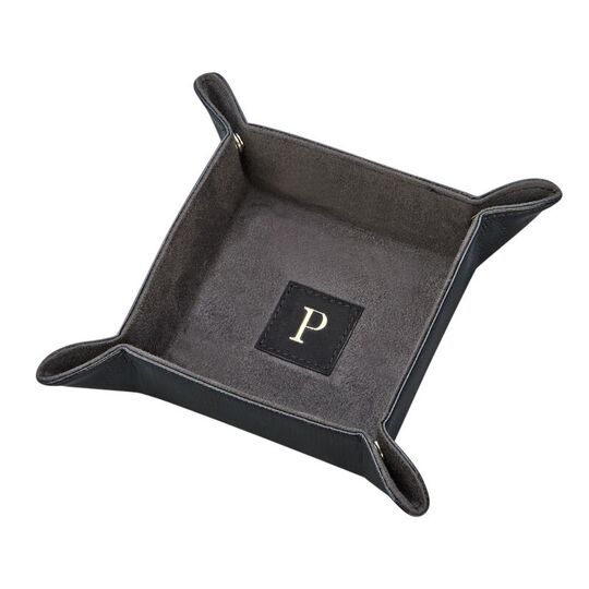 Black Leather Snap Tray